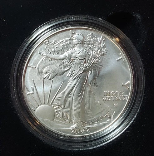 2022-W Burnished $1 American Silver Eagle Uncirculated w/Box & COA