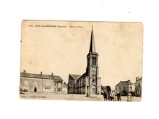 Carte postale CPA 53 Mayenne : Assé-le-Bérenger , église et place ( 1915 )