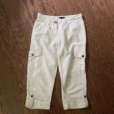 Tommy Hilfiger Linen Blend Cropped Rolled Cargo Pants Women's Size 2.