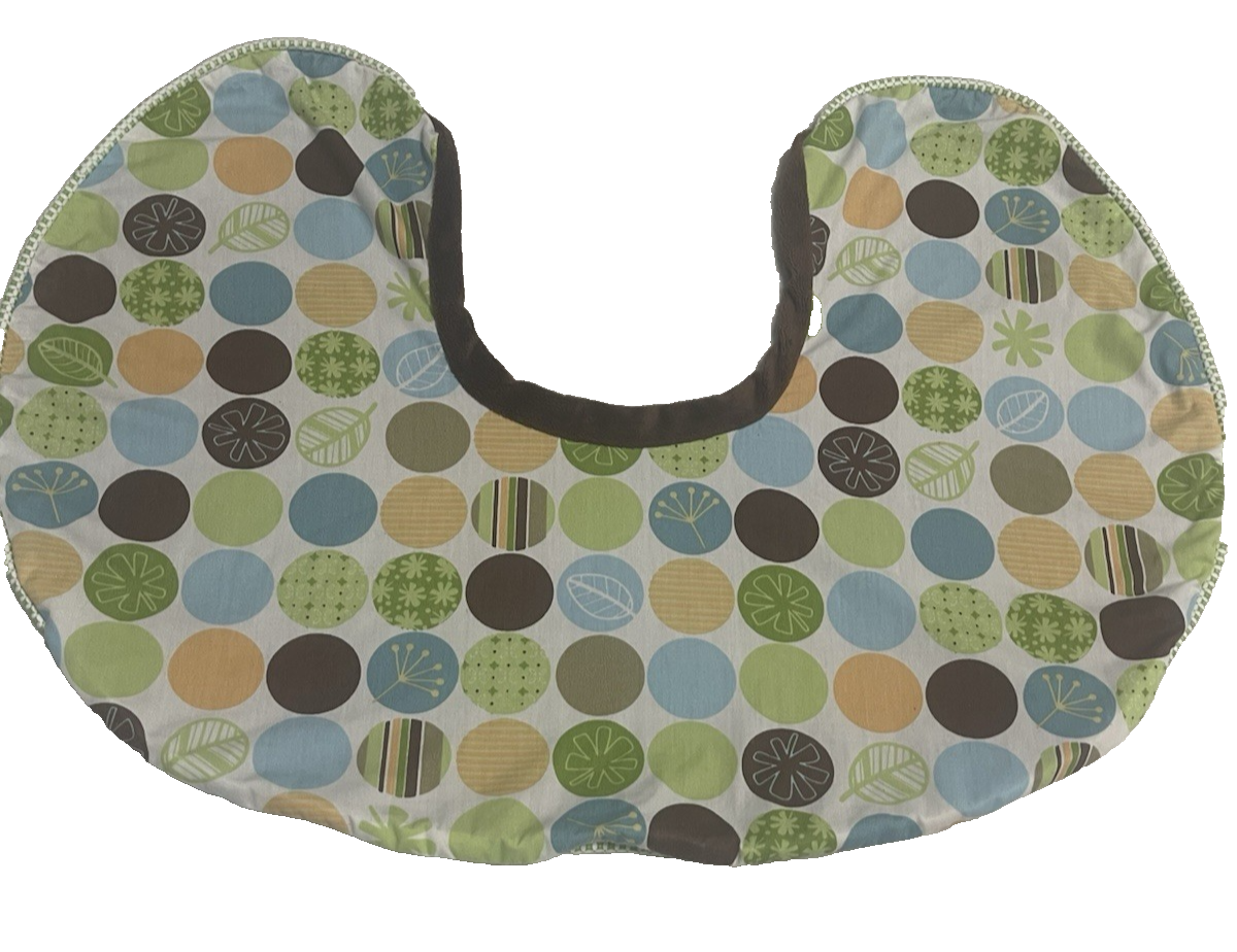 Boppy Nursing Pillow Cover Polka Dot Brown Plush Reversible Green Blue Orange-image