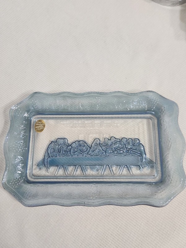 Indiana Glass Co. -Tiara Ice Blue Serving Tray The Ladt Supper 