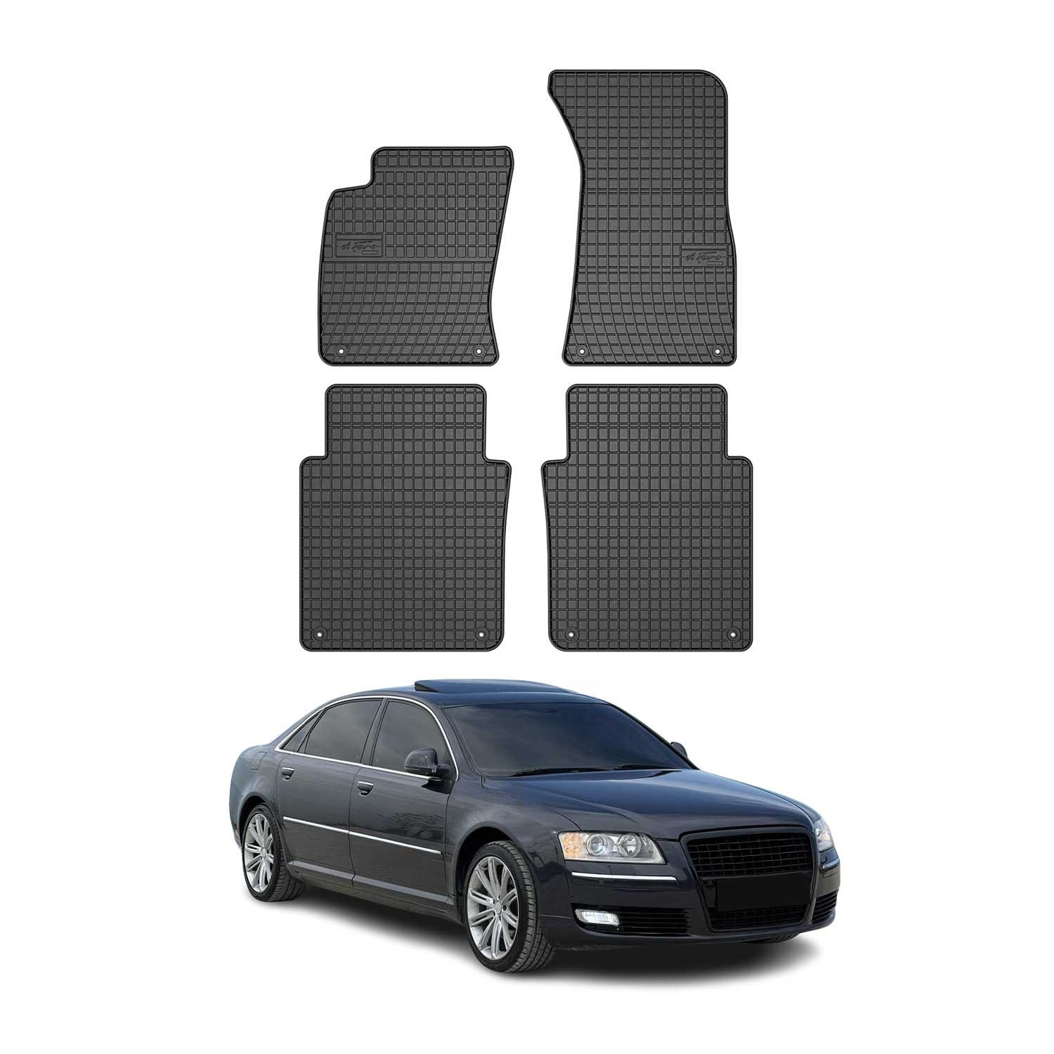 OMAC Gummi Fußmatten für Audi A8 D3 2002-2010 Automatten Gummi Schwarz 4tlg