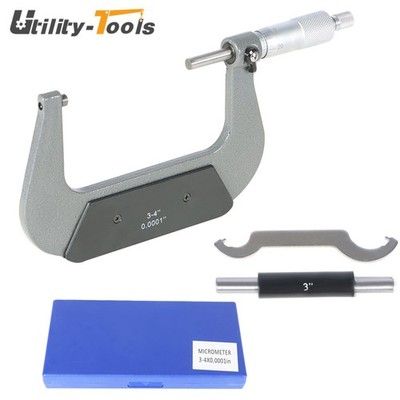 3-4'' Precision Outside Micrometer .0001'' Resolution Carbide Tipped,Standard 1pcs