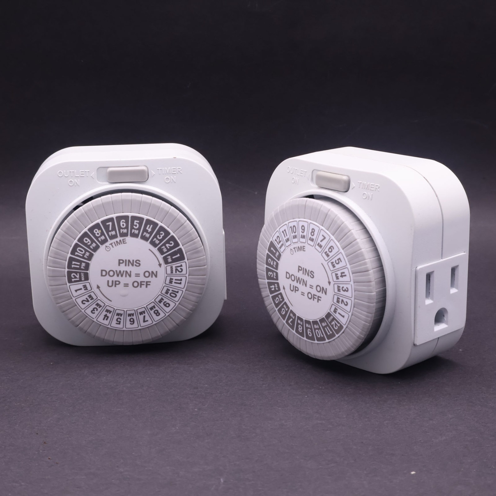2x Indoor 24hr 3 prong Grounded Outlet Mechanical Timer Future Lumen Westek