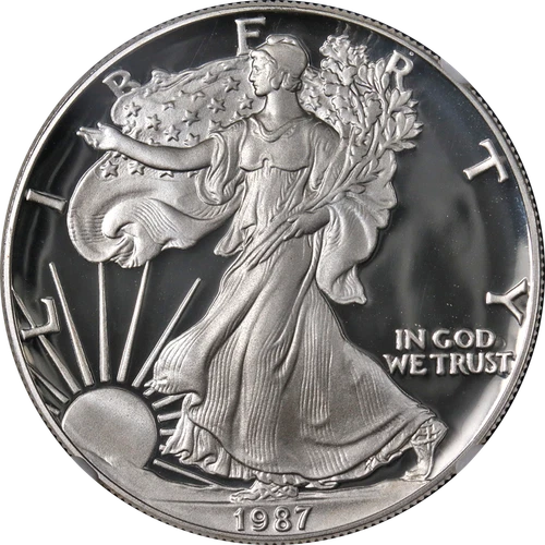 1987-S Silver American Eagle $1 NGC PF70 Ultra Cameo Brown Label - STOCK