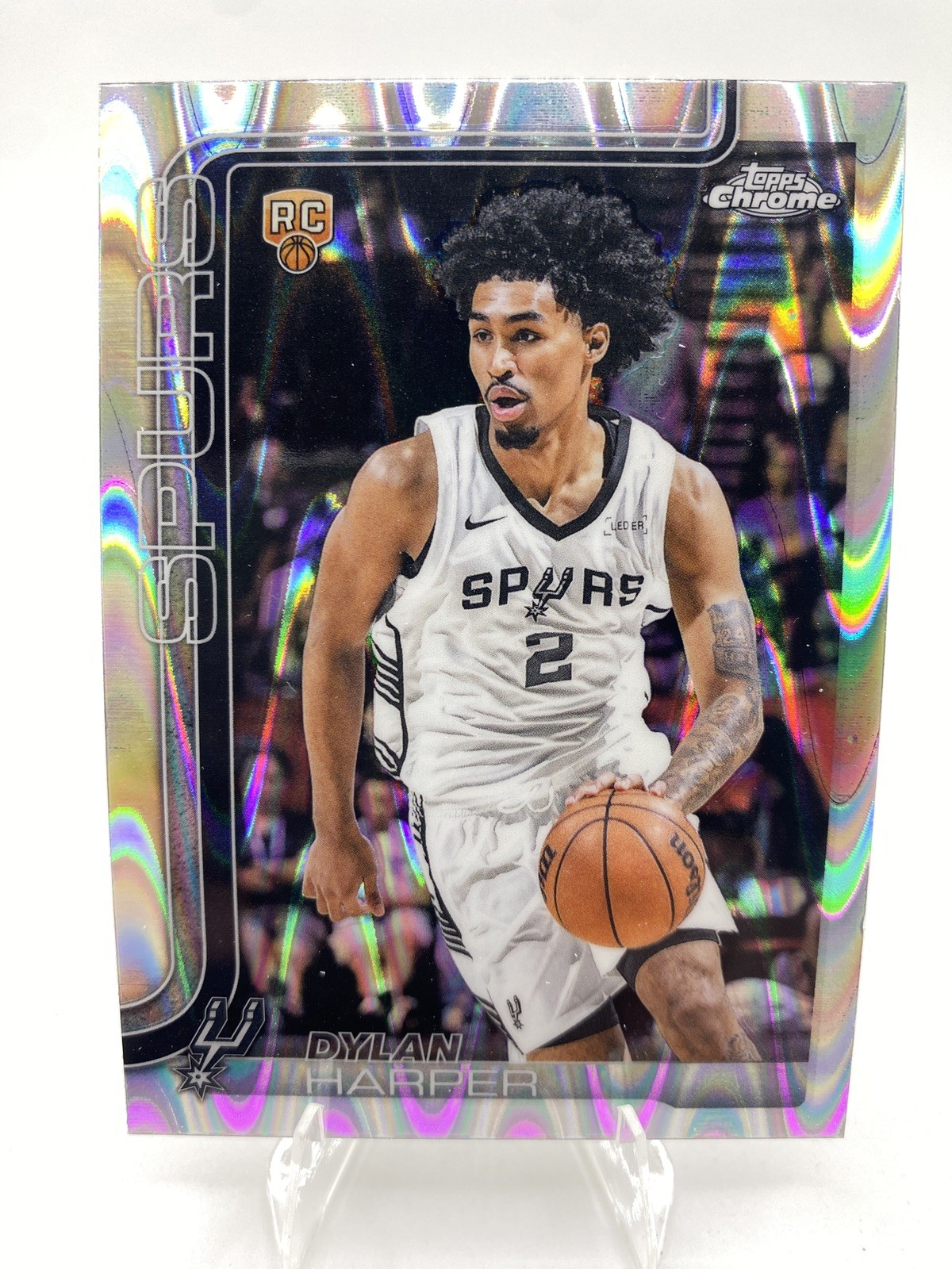 2025-26 Topps Chrome Dylan Harper Raywave Refractor Rookie Card RC #252 Spurs