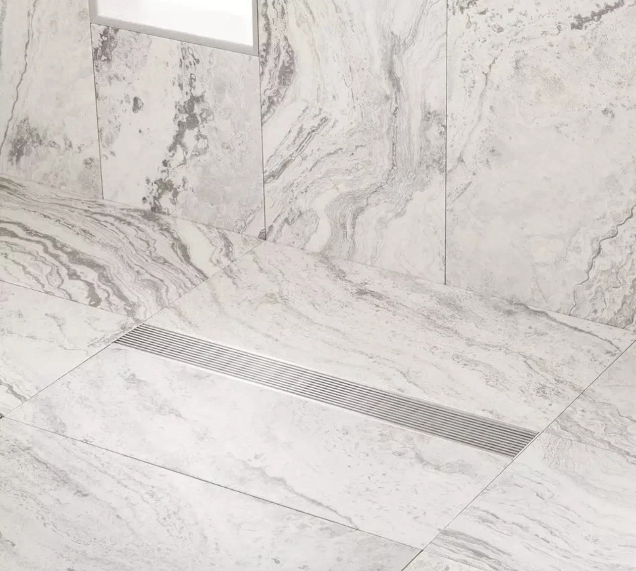 Signature Hardware 18" Carmen Linear Shower Drain with Drain Flange, Brushed SS