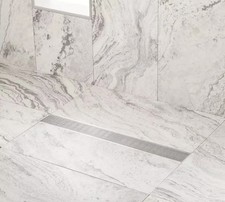 Signature Hardware 18" Carmen Linear Shower Drain with Drain Flange, Brushed SS