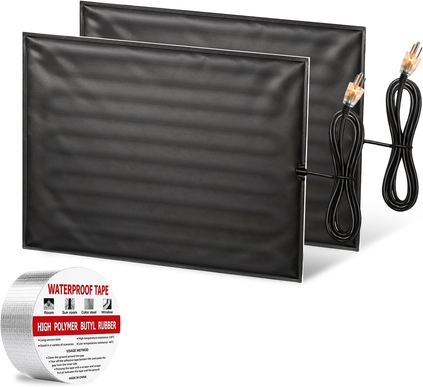120V RV Tank Heater Pad 12" X 18", with Lighted Plug (2 Pads)