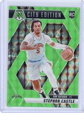 2024-25 Mosaic Stephon Castle Rookie Green Fluorescent Prizm SSP #'d /10 Spurs