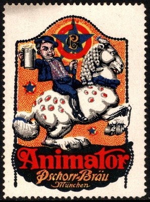 Vintage Circa 1905-1915 Germany Poster Stamp Animator Beer Pschorr Brewery