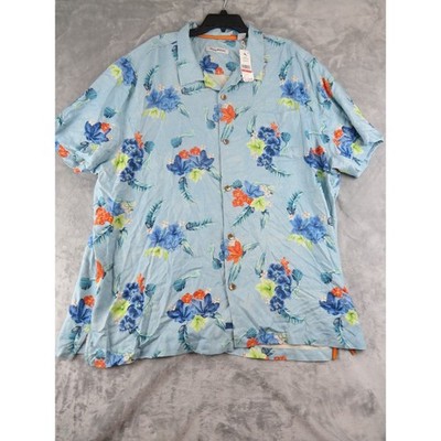 NWT Tommy Bahama Silk Camp Shirt XXXL Salt Water Blooms Breeze Blue Floral