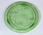 Jeanette Green Glass Sunflower Pattern Footed  Cake Plate 10” Glows