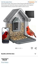 Smart Bird Feeder with Camera Solar Powered,2K UHD Video Live Stream,Easy Set...