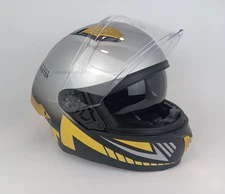 Outdoor Master Full Face Dual Visor Bison Motorcycle XL Helmet DOT Yellow