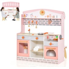 Kids Kitchen Playset, 3-in-1 Double Side Wooden Little Chef Pretend Play Toy ...