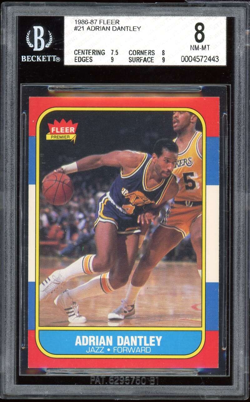 Adrian Dantley Card 1986-87 Fleer #21 BGS 8