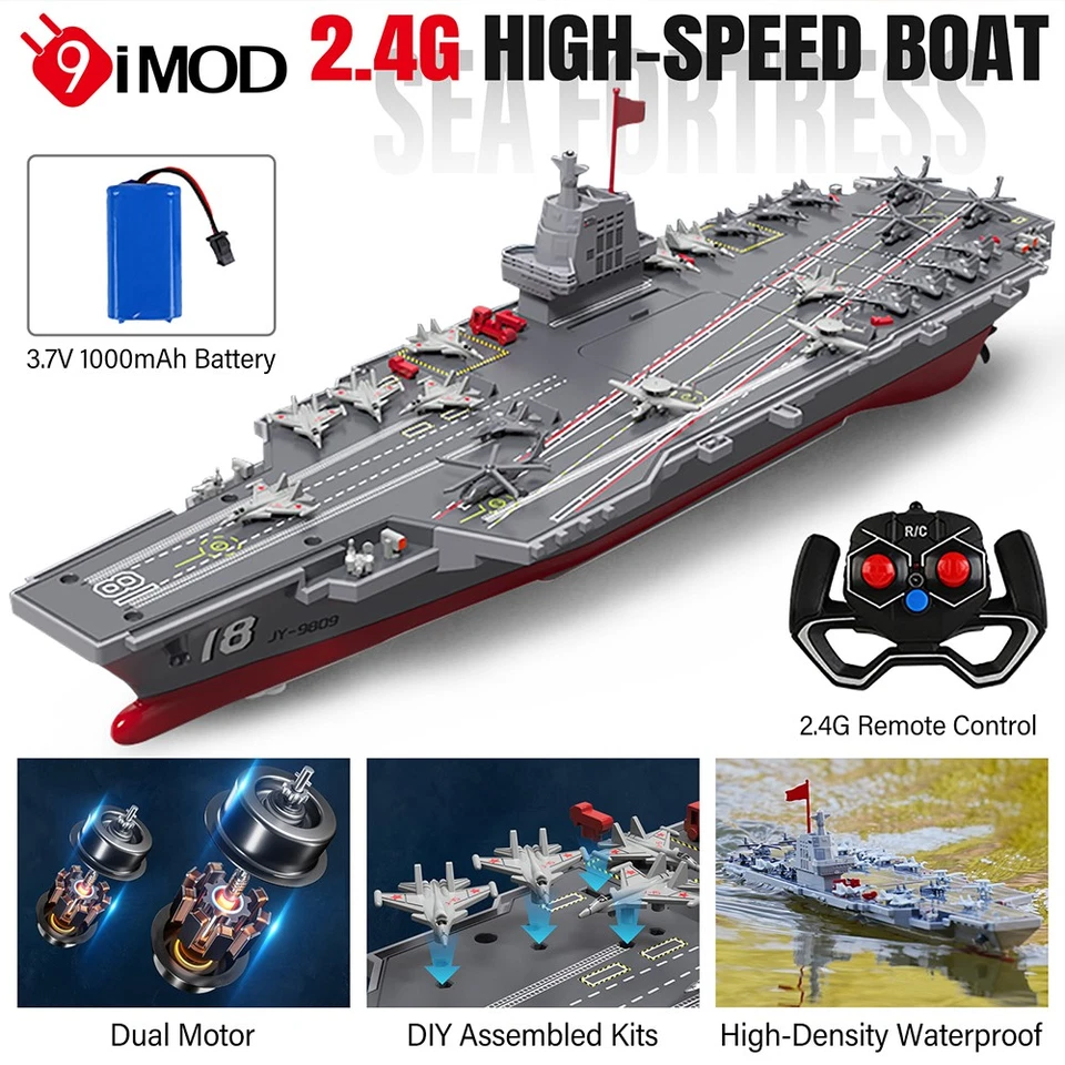 S19 RC Aircraft Carriers Model 2.4G Remote Control High Speed Boat Warship Toys - Image 2 of 4