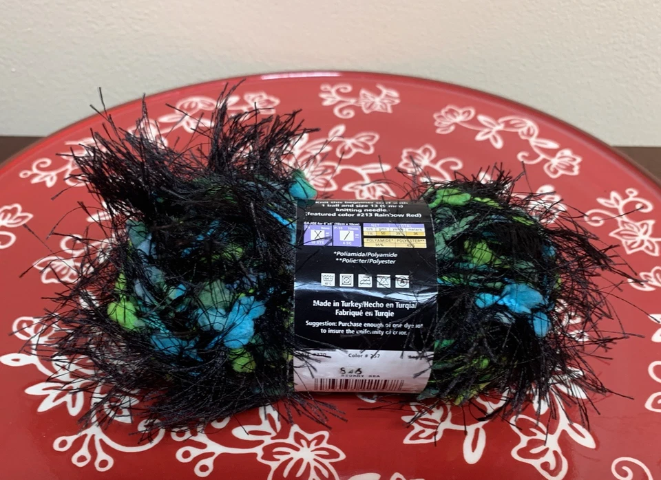 New Discontinued Lion Brand Yarn Fancy Fur Eyelash Yarn Stormy Sea # 257 - Image 2 of 3