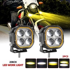 2x Led Motorcycle Spot Lights Headlight Driving Fog Auxiliary Lamp Yellow White