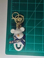 White Teddy Bear Keychain Keyrings Bag Tags Backpack Clips Ribbon Bow Phone Gift