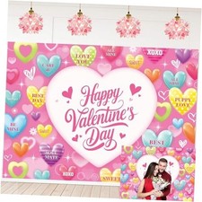 Happy Valentine's Day Backdrop Valentine's Day Conversation 7x5FT: 84x60 inch