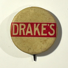 Drake's Advertising Pinback Button - Advertising Theme Collectible Button Pin