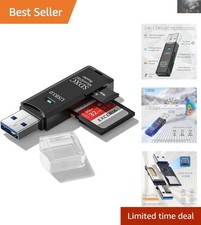 Versatile 5Gbps USB Card Reader for SDXC, SDHC  MicroSD - Lightweight Black