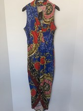 Fashion Nova Women’s Sleeveless Faux Wrap Maxi Dress Baroque Chain Print Sz 1X