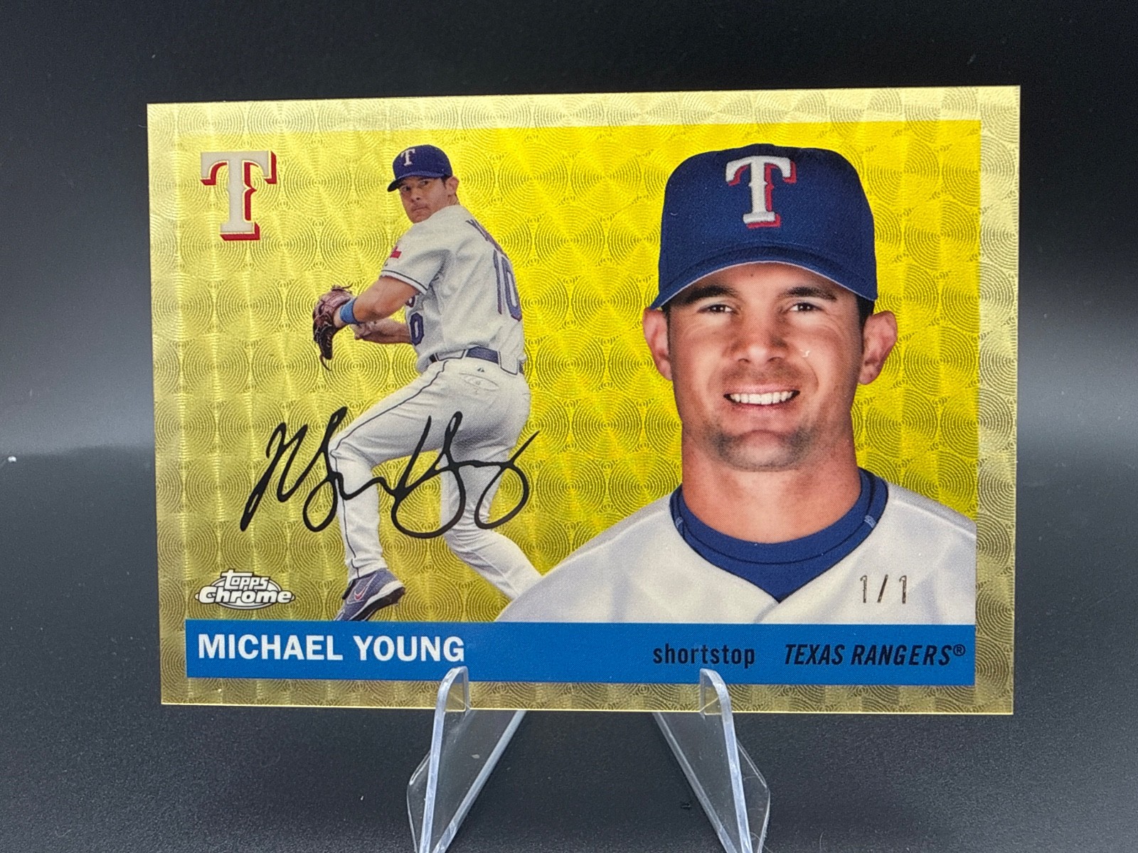 2025 Topps Chrome Platinum Anniversary Michael Young Gold Superfractor 1/1 Texas