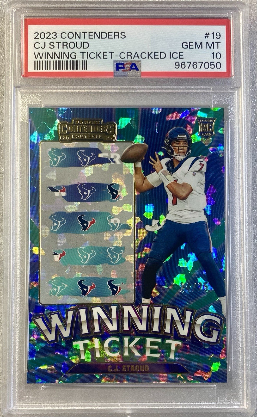 2023 CJ Stroud RC Contenders Winning Ticket Cracked Ice /25 PSA 10