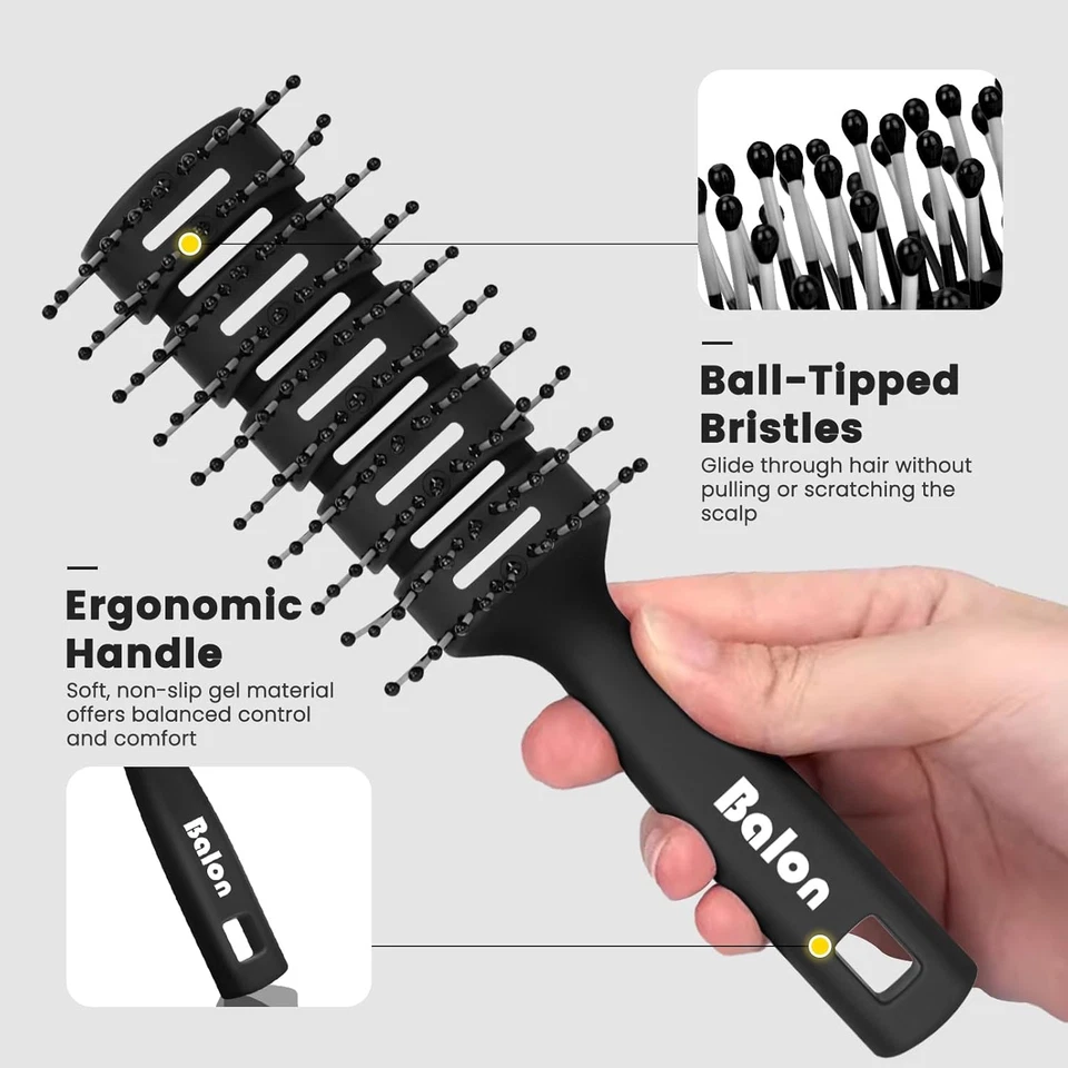Cepillo de pelo para mujeres y hombres, cepillos de cabello de ventilación de secado rápido, sujetador desenredante sin dolor Foto 3 de 4