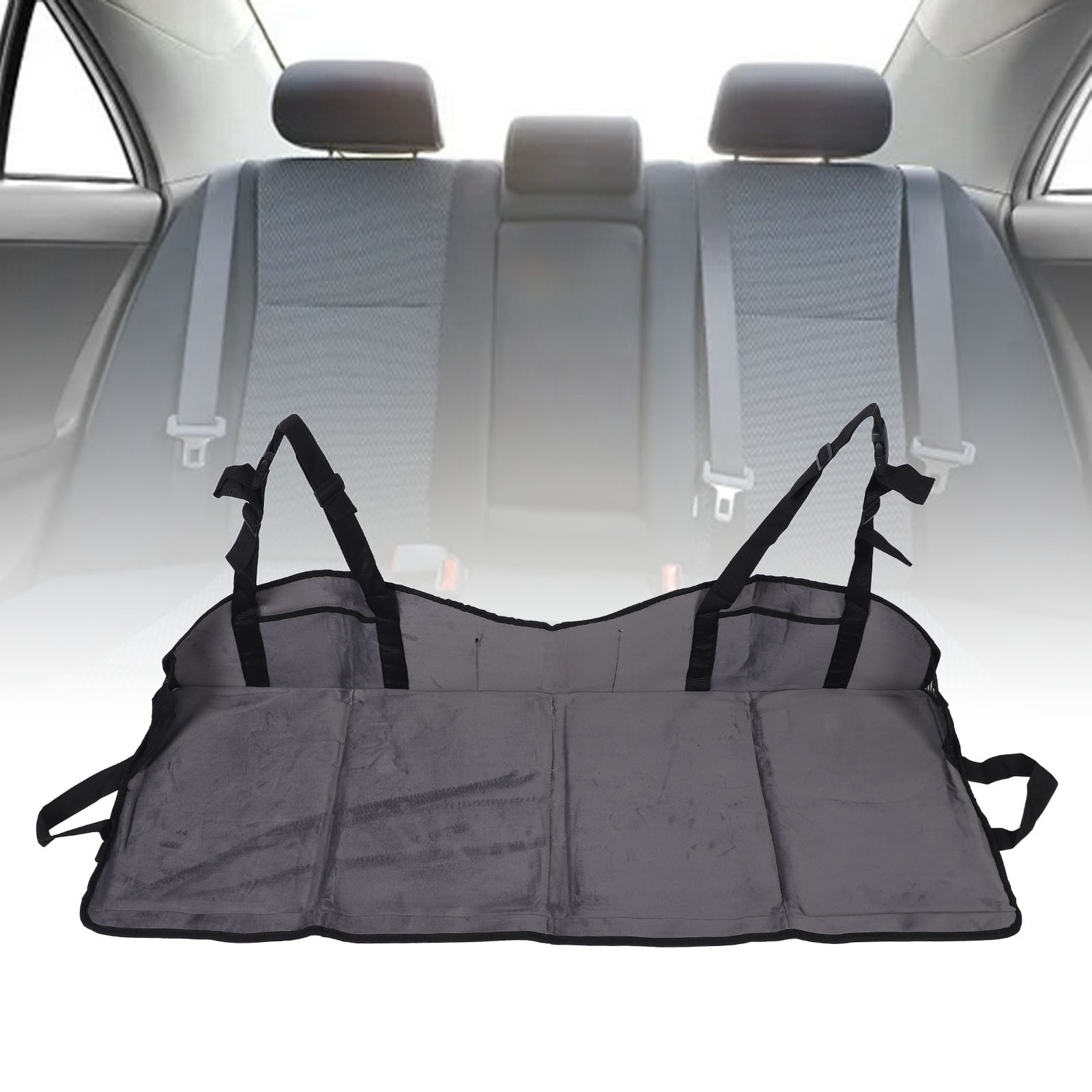Grey Foldable Car Back Seat Extender Soft Plush Rear Seat Mattrss Extension