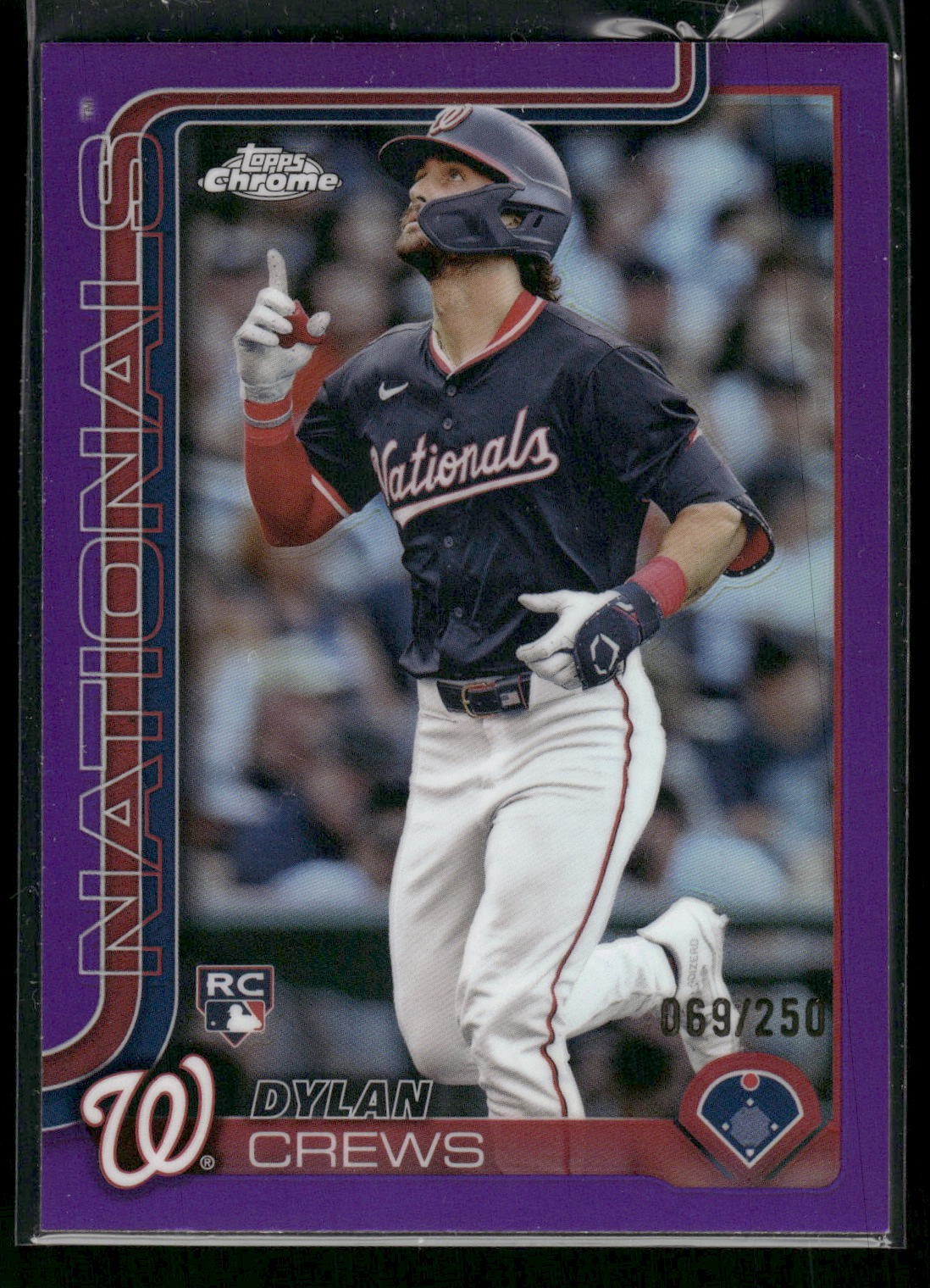 #146 Dylan Crews 2025 Topps Chrome #/250 Rookie Purple Refractors