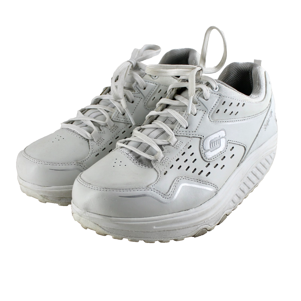 Skechers Shape Ups Shoes Womens Size 9.5 White Leather Lace  display picture 1