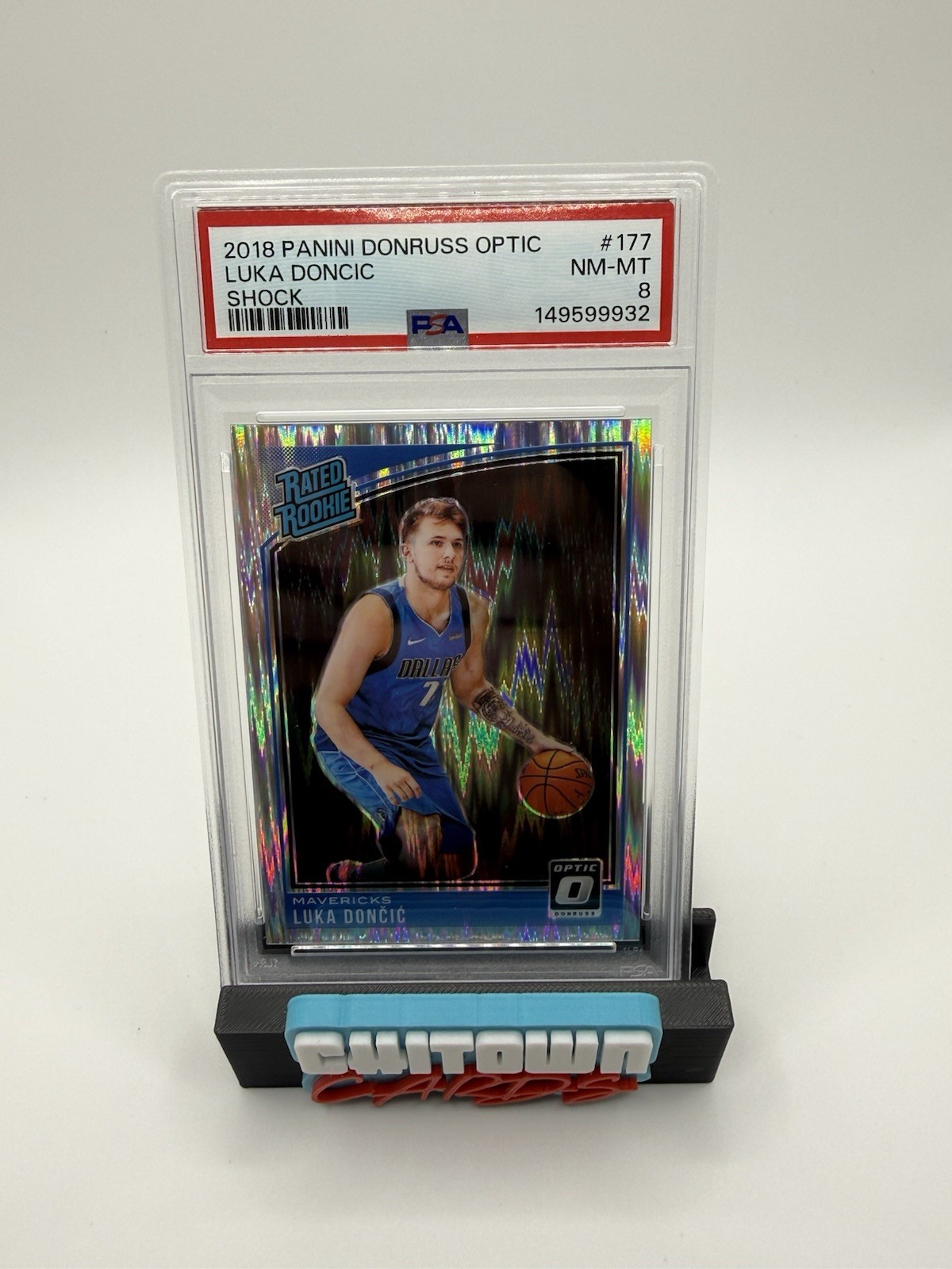 2018-19 Panini Prizm Luka Dončić Donruss Optic Shock PSA 8 Rookie