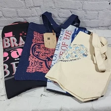 Canvas Tote Bags Shopping Reusable Lot of 4 Eco Friendly assorted Styles