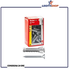 Fischer 50 Tasselli SX Plus con Vite 8x40 mm per Muro Pieno, Mattone Forato, ...