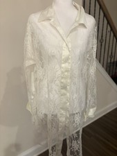 Vintage Victoria's Secret Gold Label Lace Satin Sleep Shirt Nightgown Sz M/L