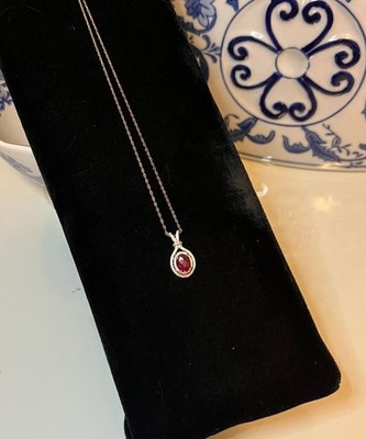 Rose Gold Ruby Halo  Necklace