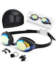 Kids Swim Goggles, Anti-fog and UV Protection with Swimming Cap for Age 3-15 ...