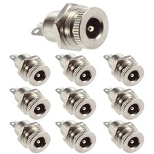 DC Power Jack Socket 5.5 x 2.1mm, Threaded Female Panel Mount Connector Adapt...