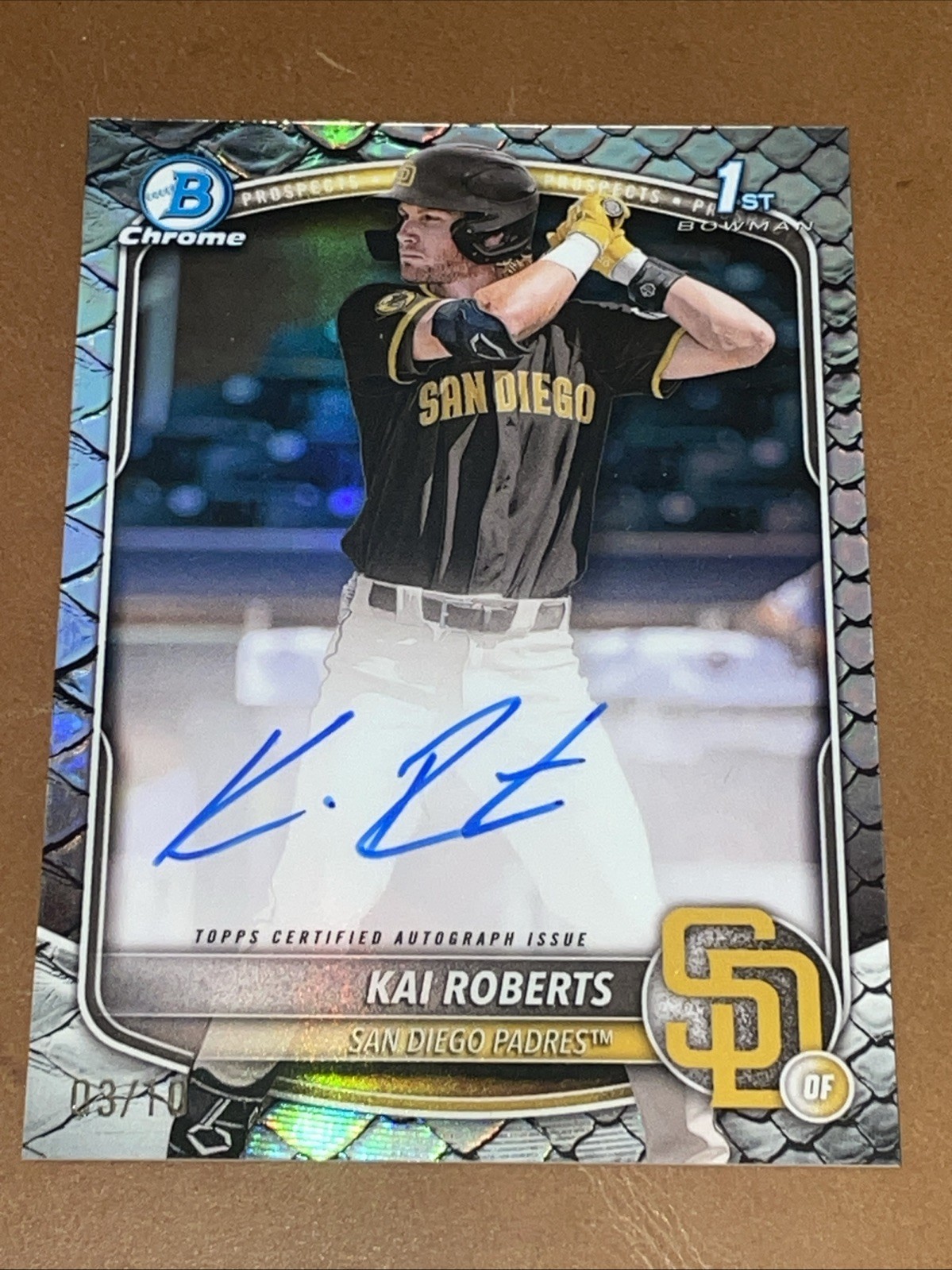 2025 Bowman Chrome Kai Roberts 1st Black Reptilian Refractor Auto #/10 -#CIA-KR