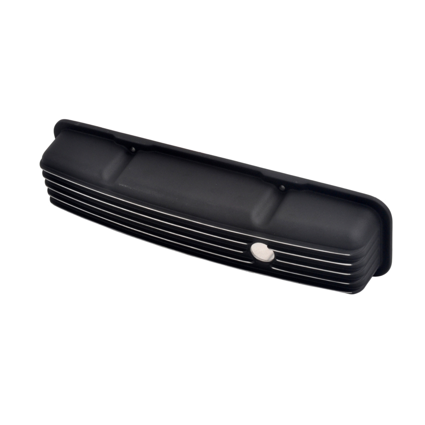 Demotor Performance Polished Aluminum Finned Valve Covers – For SBC 283-400 (1958-86), With Hardware - View #3