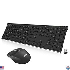 Arteck 2.4G Wireless Keyboard Ergonomic Mouse Combo, Full-Size, Rechargeable