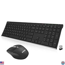 Arteck 2.4G Wireless Keyboard & Ergonomic Mouse Combo, Full-Size, Rechargeable