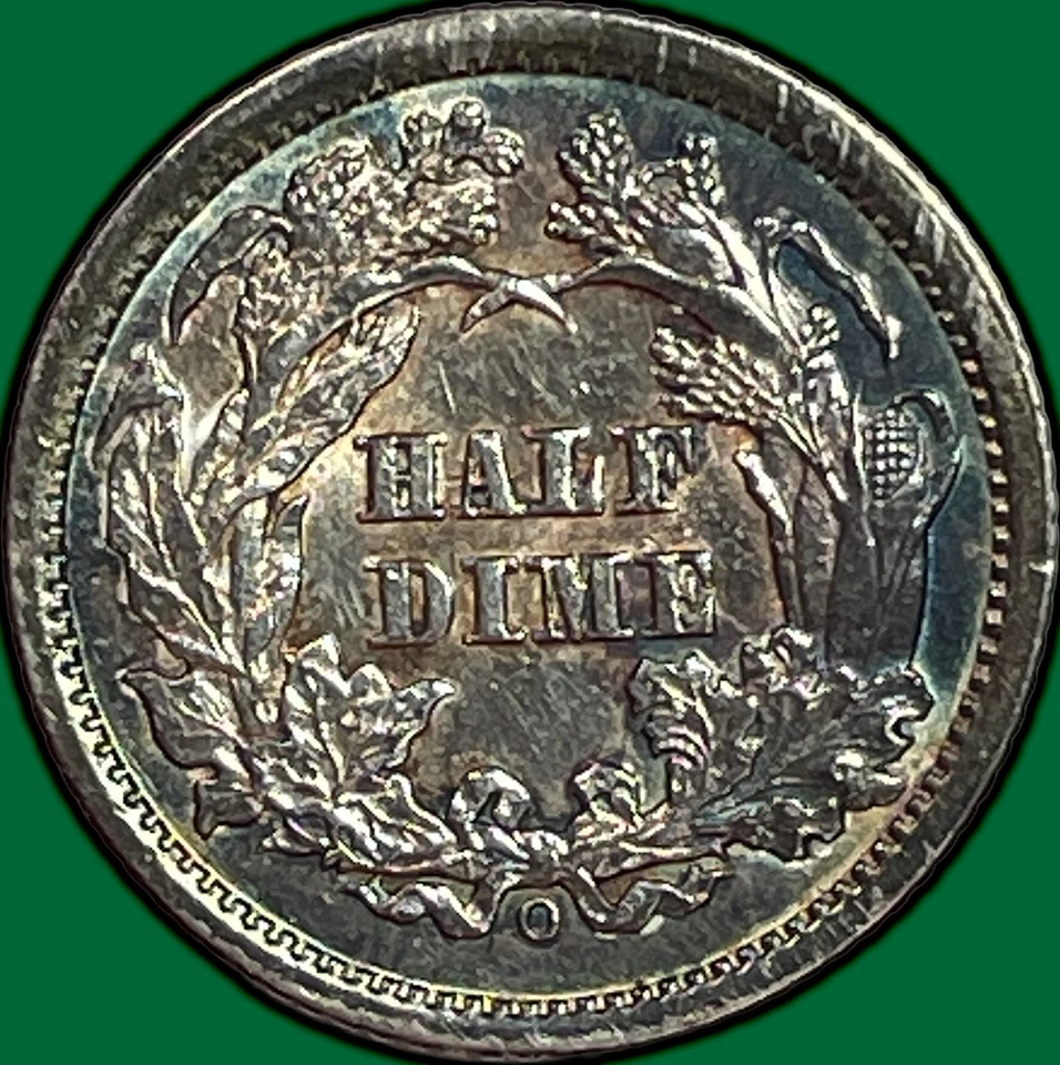 1860-O Seated Liberty Half Dime Uncirculated UNC Coin, Cleaning #29979 - Image 2 of 3