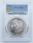 1889-S Morgan Silver Dollar PCGS MS62 Gold Shield Label - T196