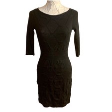 Gianni Bini Little Black Dress Knit Bodycon Short XS Stretchy Coquette Y2K Sexy