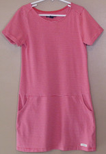 Gap Girl's Dress Size 8-Pink Striped Casual, short sleeve, pockets, 100% cotton